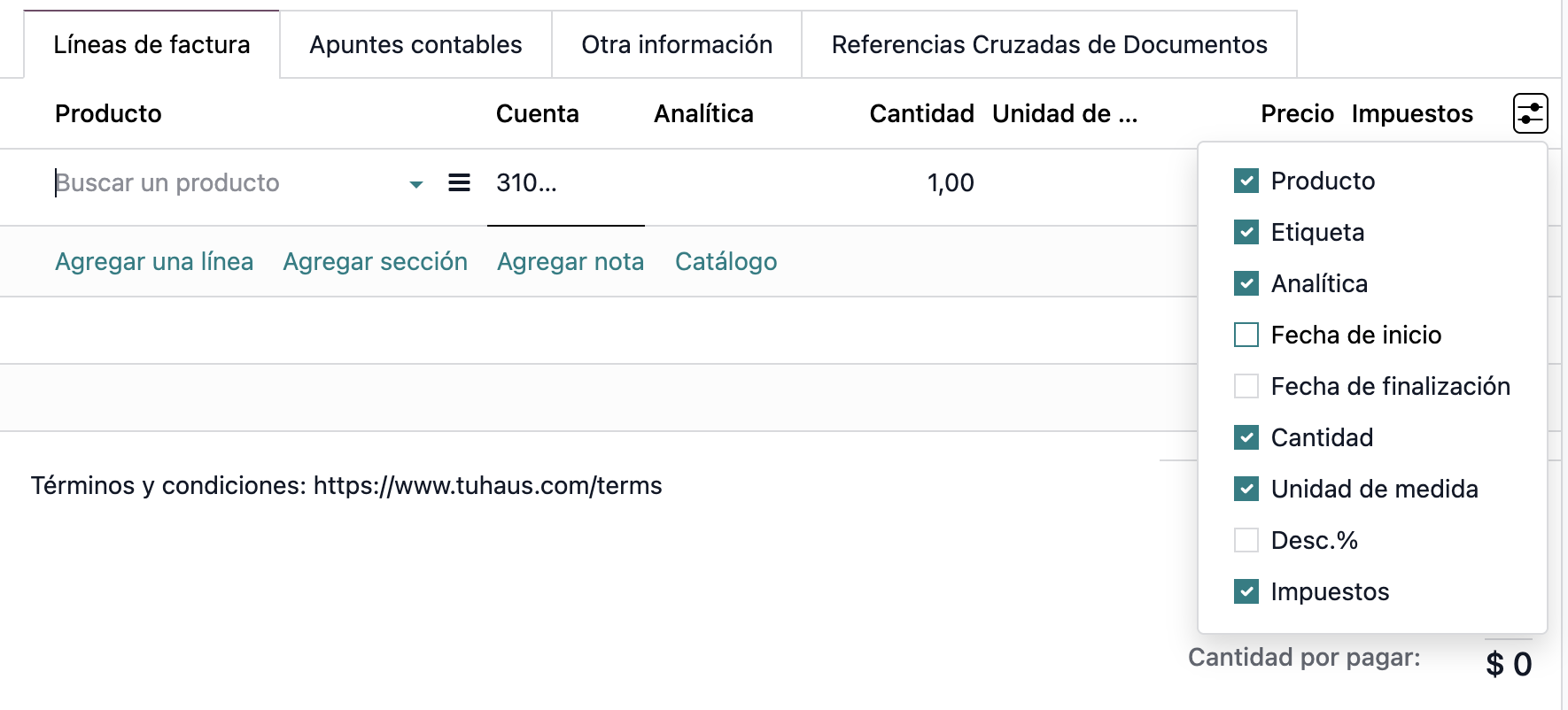 ingresos diferidos en odoo