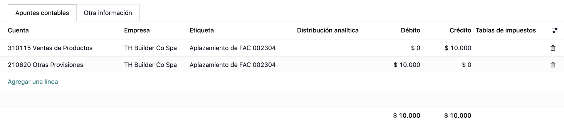 ingresos diferidos en odoo