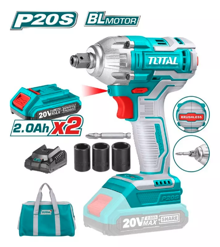 Taladro Atornillador Y Llave De Impacto + 2 Bat + Carg Total