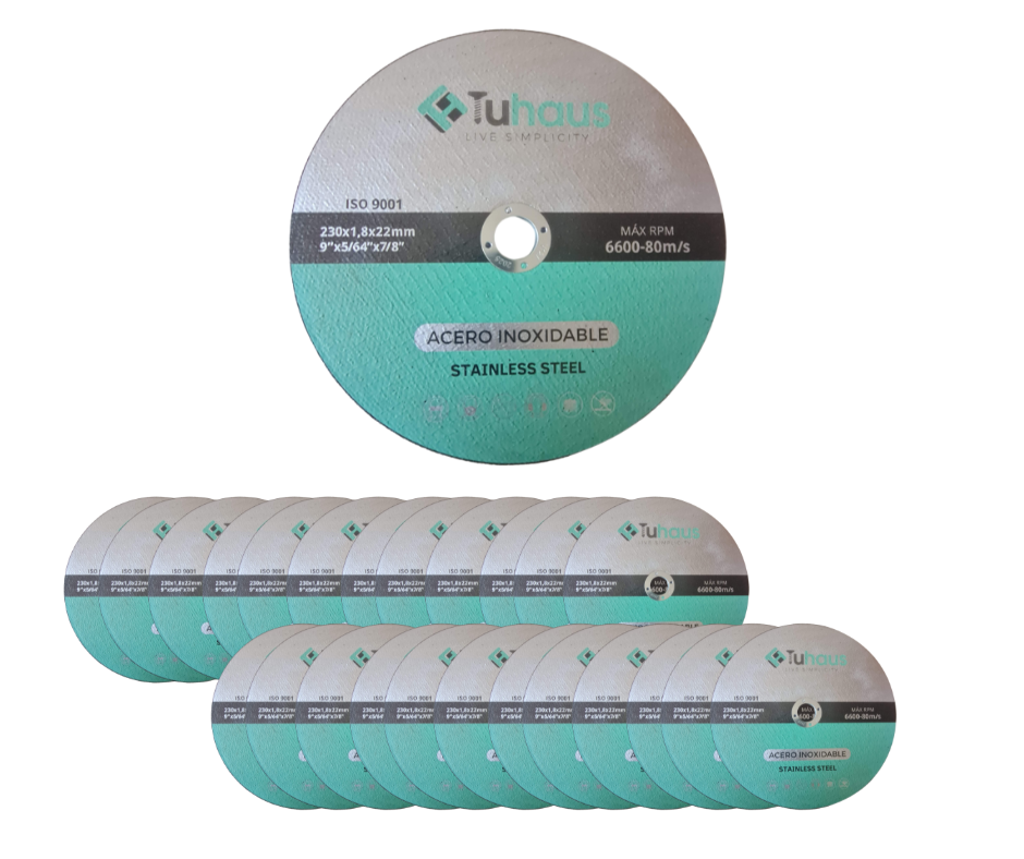 Disco de Corte Acero Inoxidable 9" (230x1.8x22mm) 25 unidades
