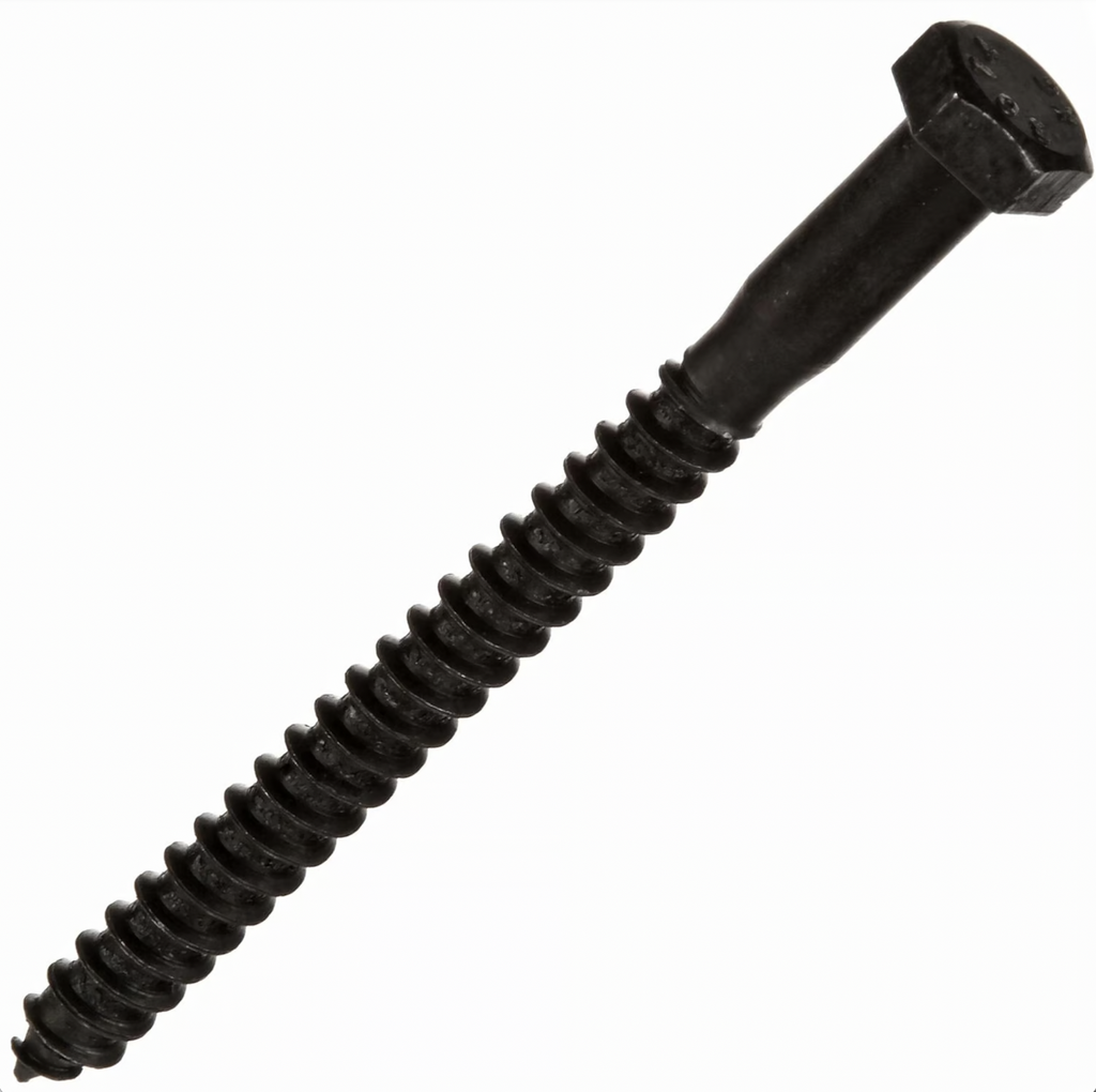 Tornillo Hexagonal Tirafondo 1/4 x 3 Madera Negro - Caja de 100u