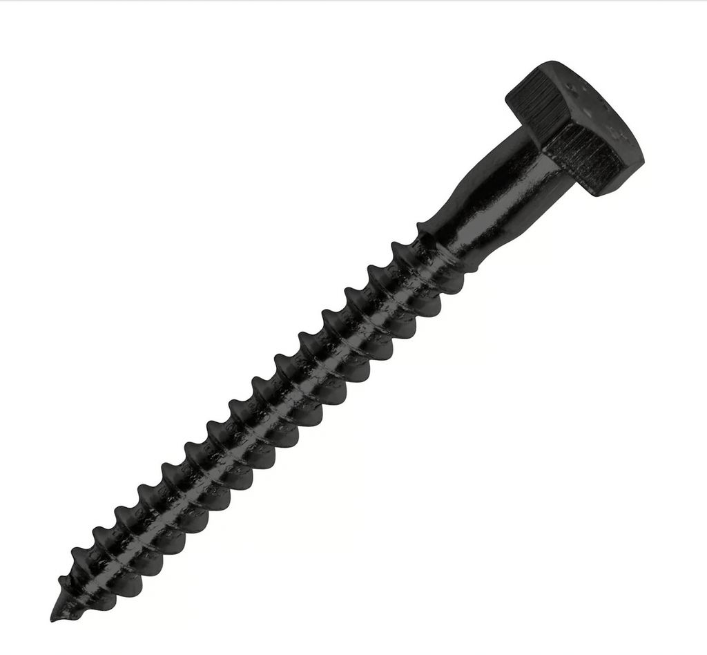 Tornillo Hexagonal Tirafondo 1/4 x 2 Madera Negro - Caja de 100u