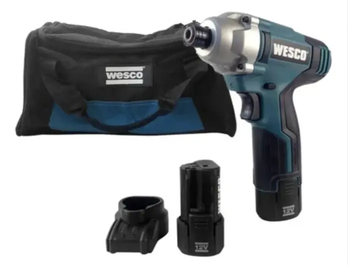 Atornillador Inalámbrico de Impacto 1/4" 12V + 2 Baterias y Cargador Wesco WS2530K2