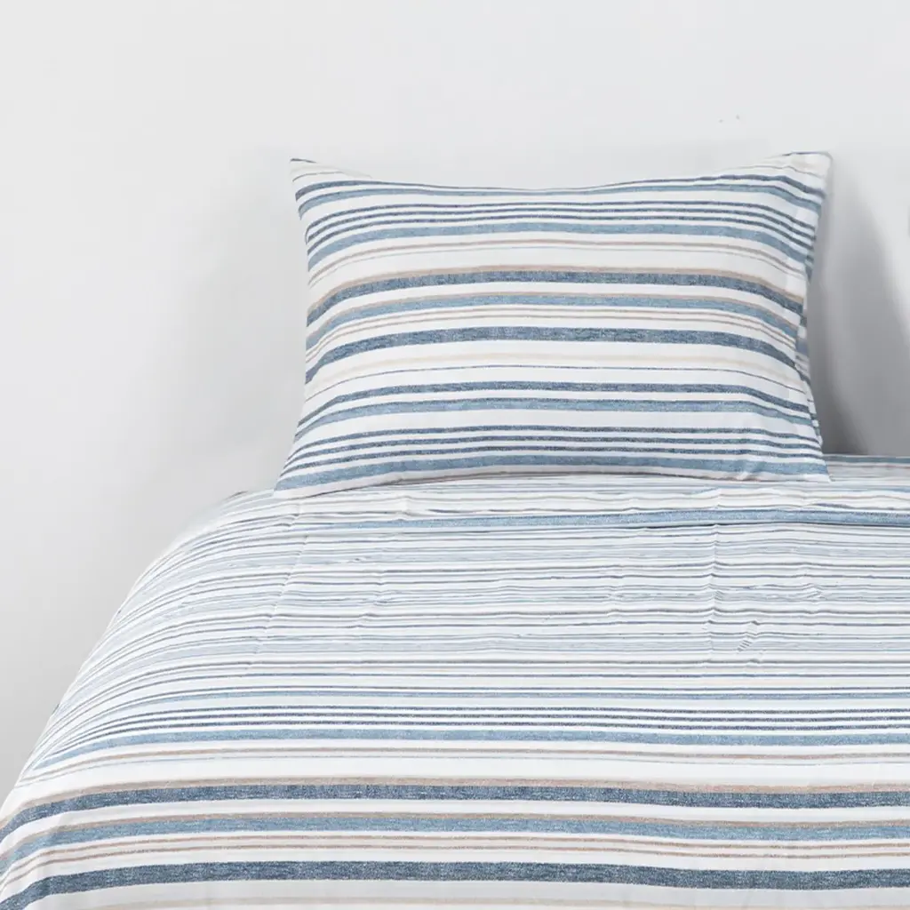 Sábanas Estampada Líneas Azul-Beige