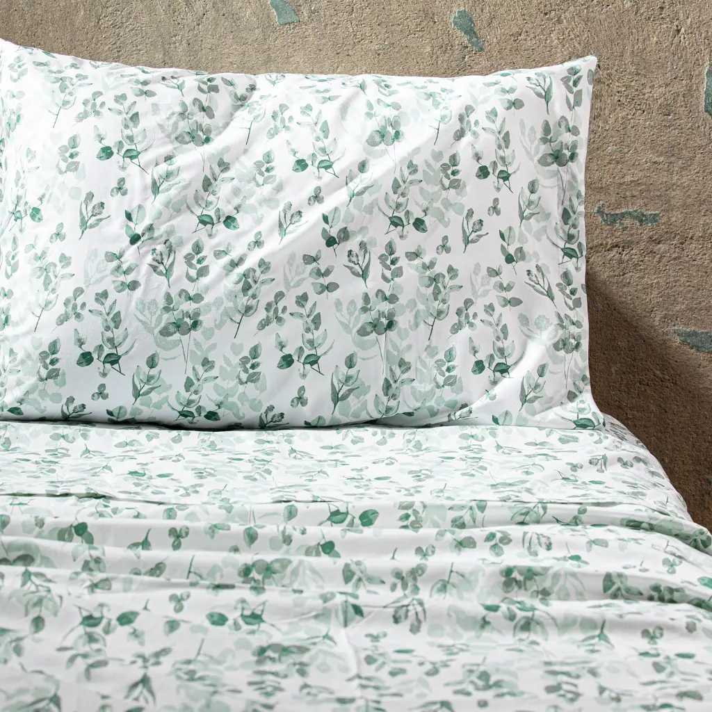 Sábanas Estampada Hojas Verde