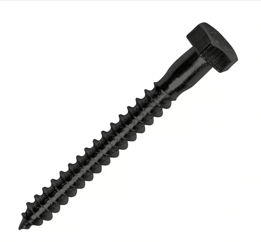 [TOHTR78MN] Tornillo Hexagonal Tirafondo 1/4 x 2 Madera Negro - Caja de 100u