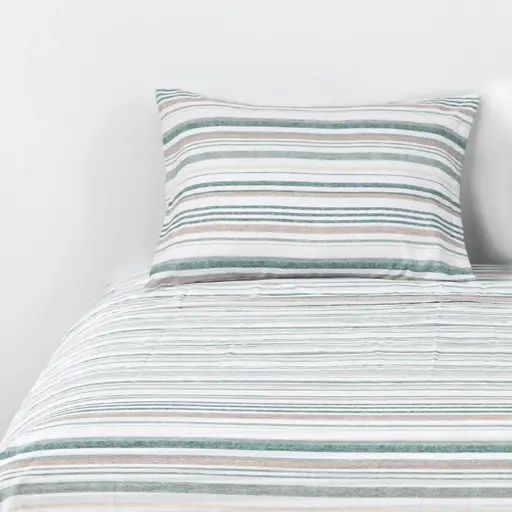 SABANAS MICROFIBRA 1.5P LINEAS VERDE