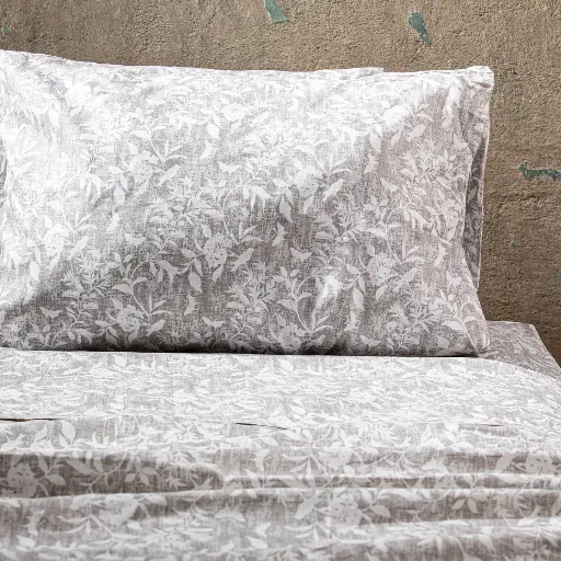 Sábanas Estampada  Flores-Gris 