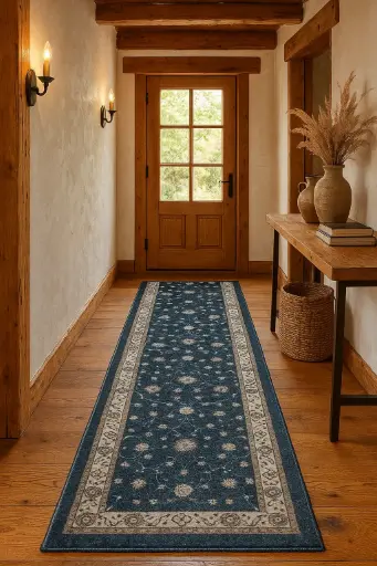 Alfombra pasillera Azul 67x200 cm.