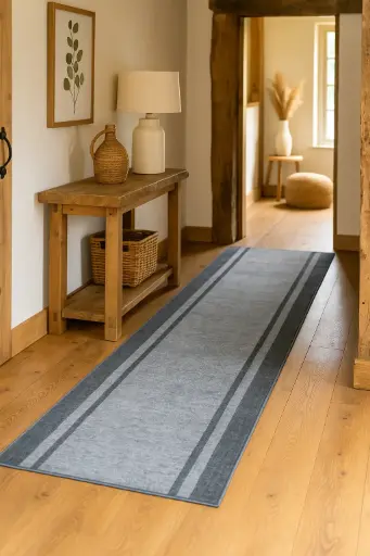 Alfombra pasillera gris 67x200 cm.