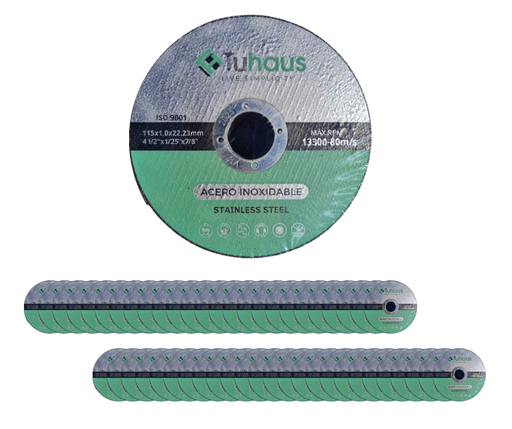 Disco de Corte Acero Inoxidable 4-1/2" (115x1.0x22mm) 50 unidades